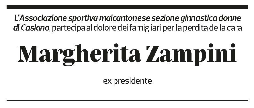 Annuncio funebre Margherita Zampini
