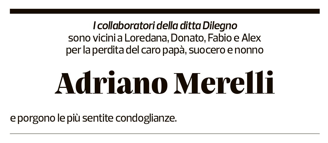 Annuncio funebre Adriano Merelli