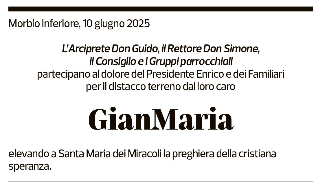 Annuncio funebre Gianmaria Pusterla