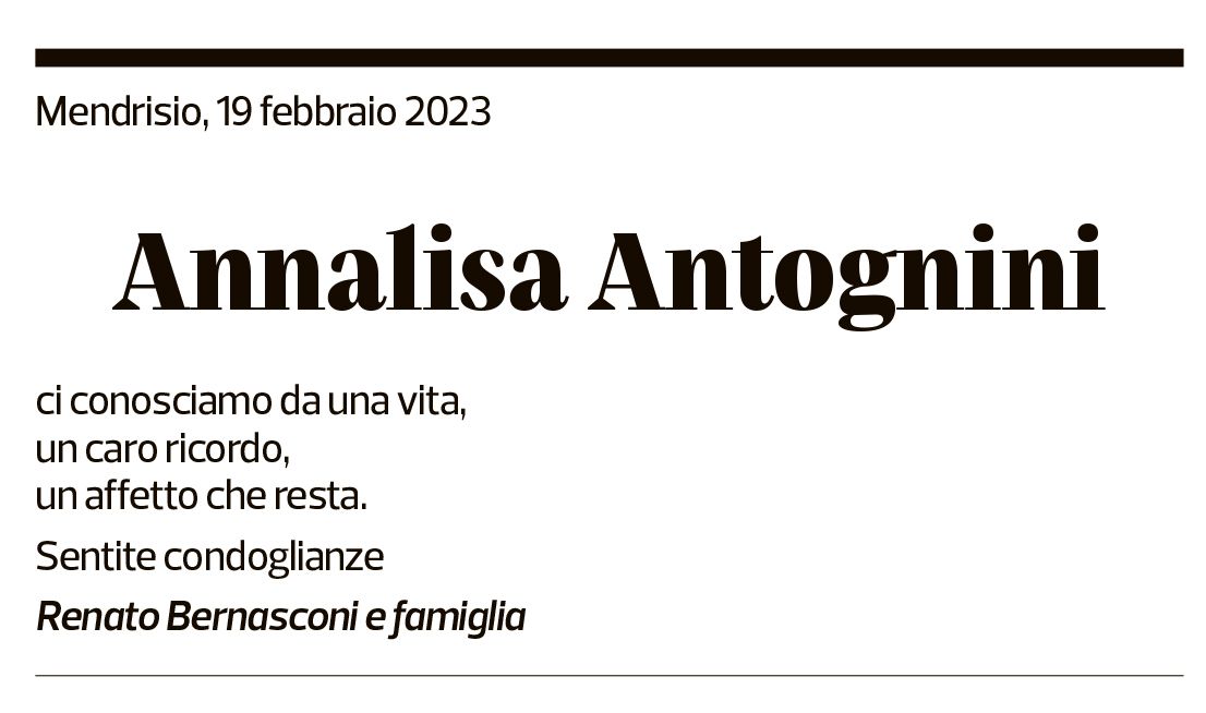 Annuncio funebre Annalisa Antognini