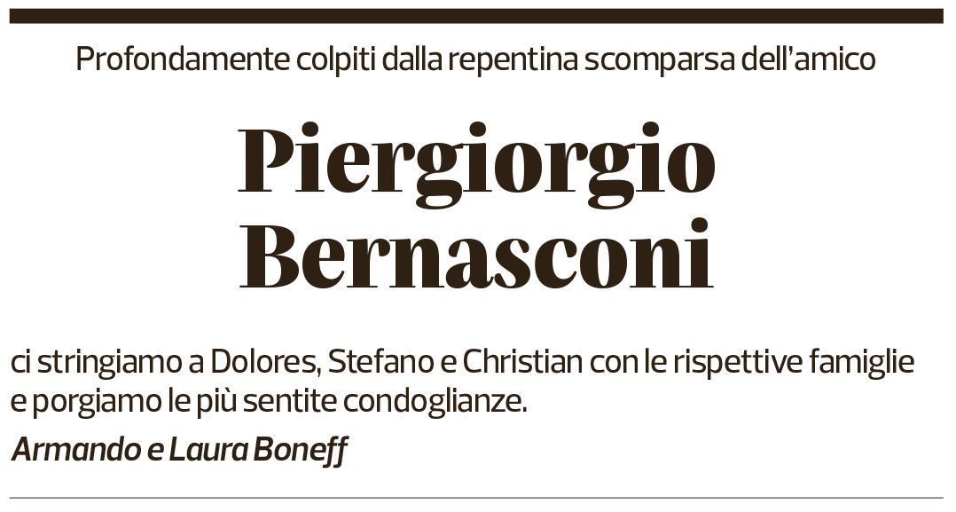 Annuncio funebre Piergiorgio Bernasconi