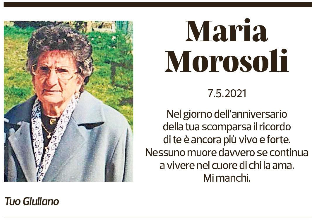 Annuncio funebre Maria Morosoli