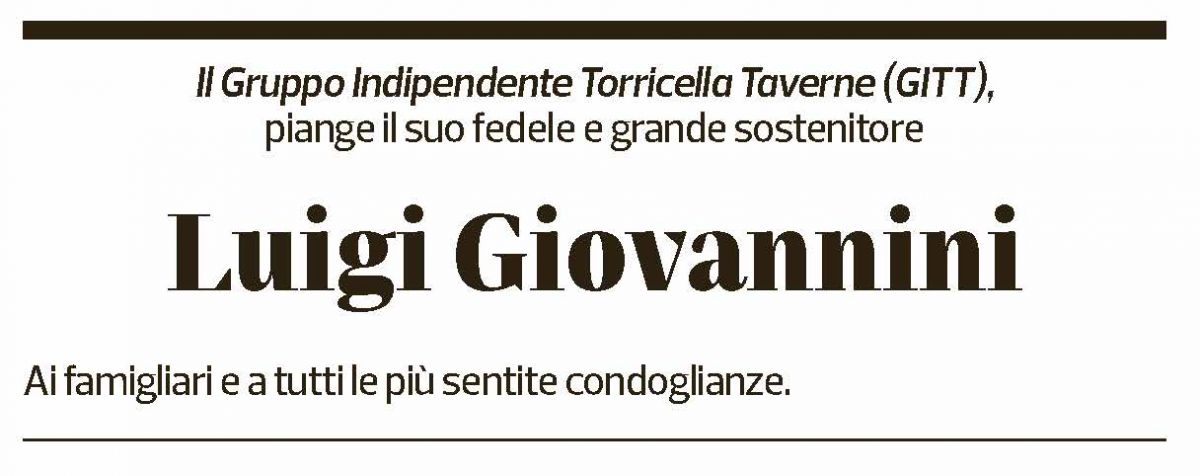 Annuncio funebre Luigi Giovannini