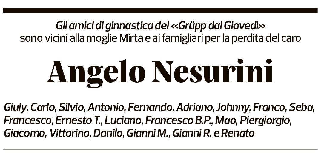 Annuncio funebre Angelo Nesurini