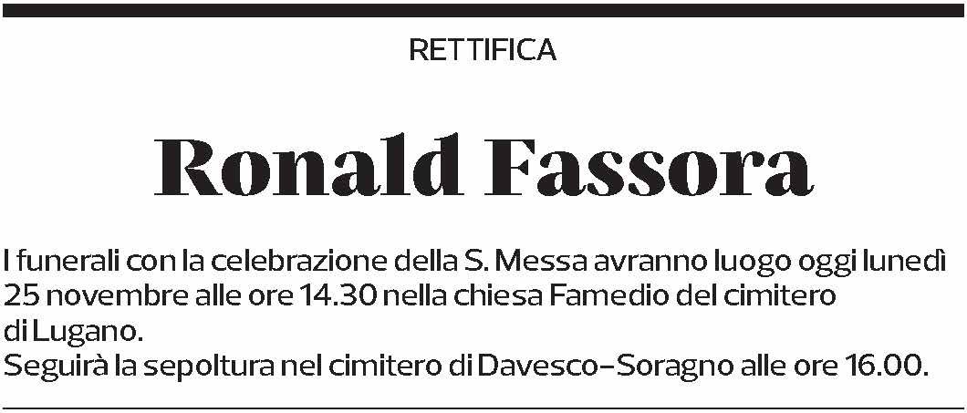 Annuncio funebre Ronald Fassora