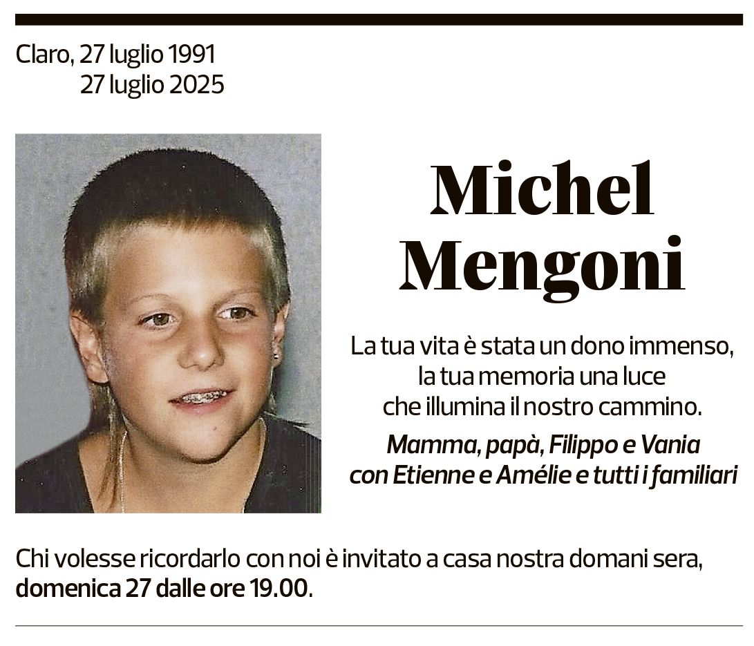 Annuncio funebre Michel Mengoni