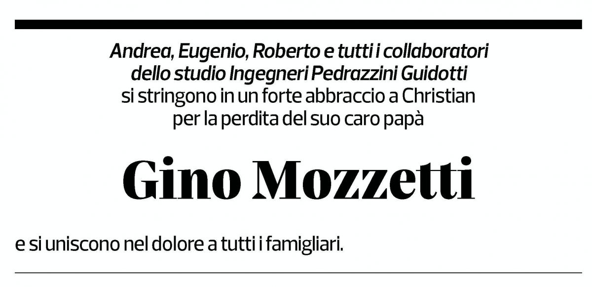 Annuncio funebre Gino Mozzetti
