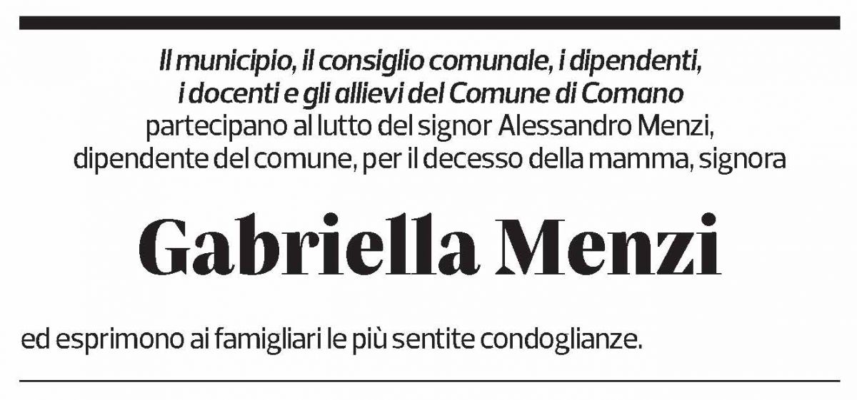 Annuncio funebre Gabriella Menzi