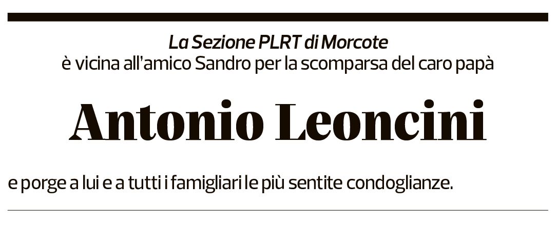 Annuncio funebre Antonio Leoncini