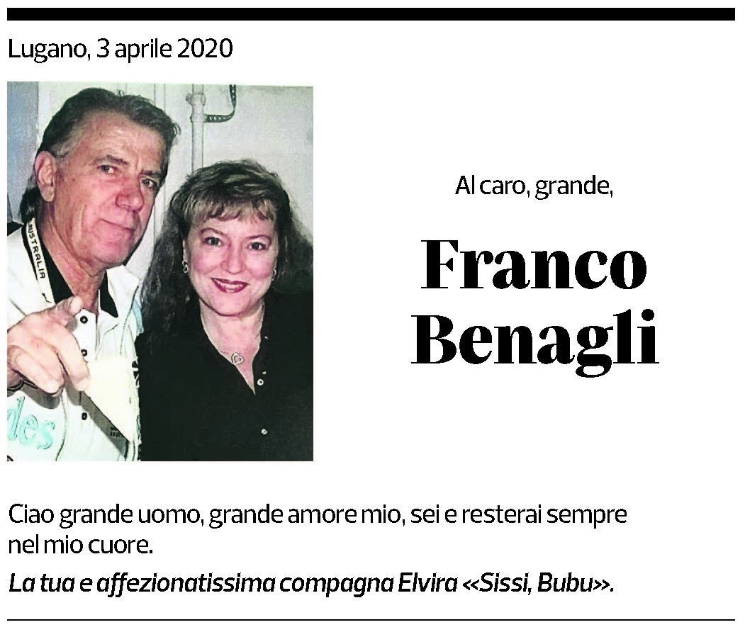 Annuncio funebre Franco Benagli