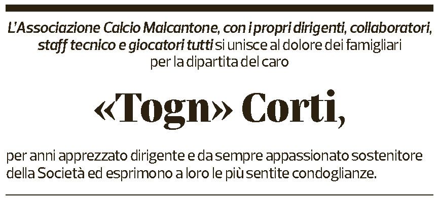 Annuncio funebre Antonio Corti