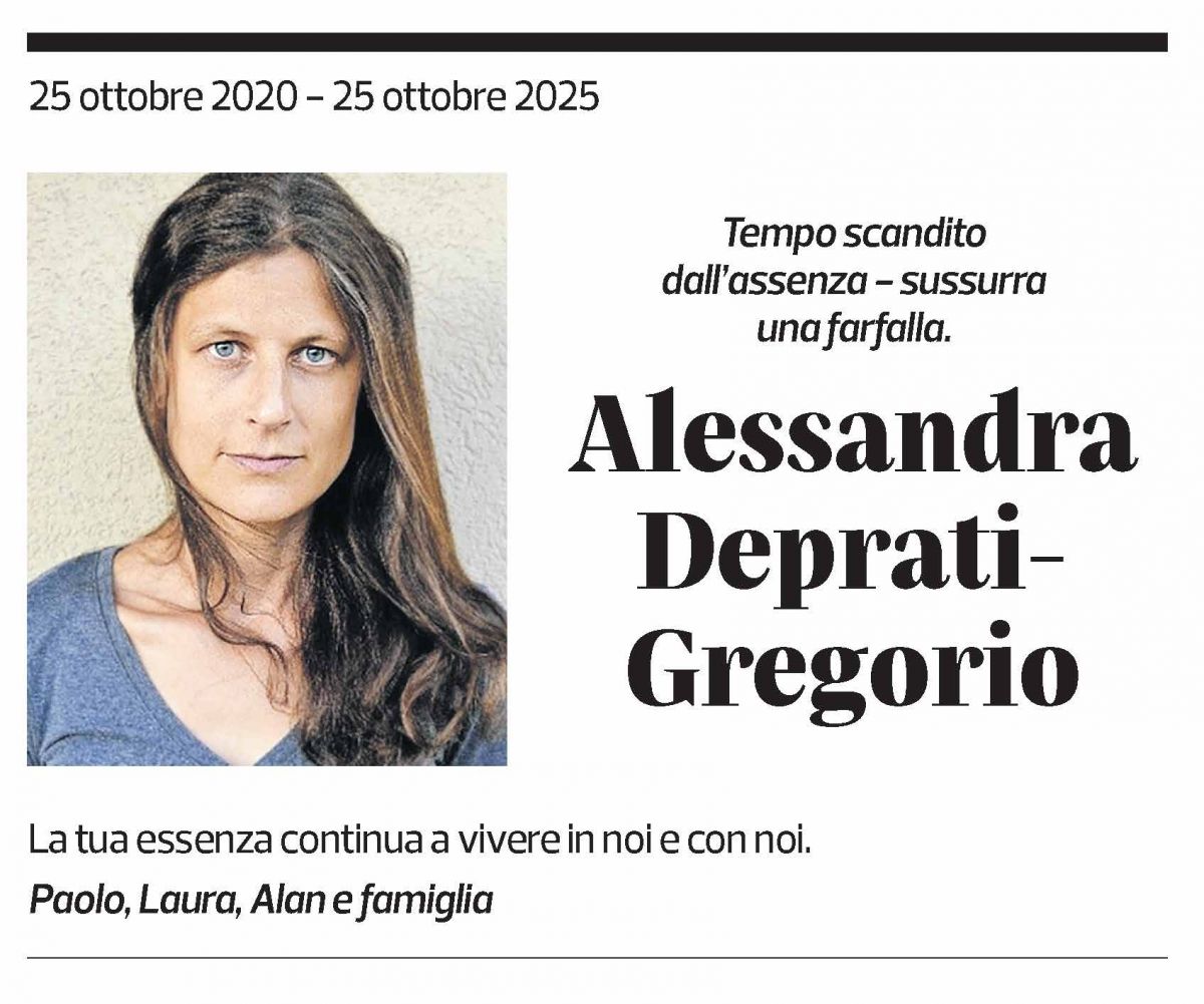 Annuncio funebre Alessandra Deprati-gregorio