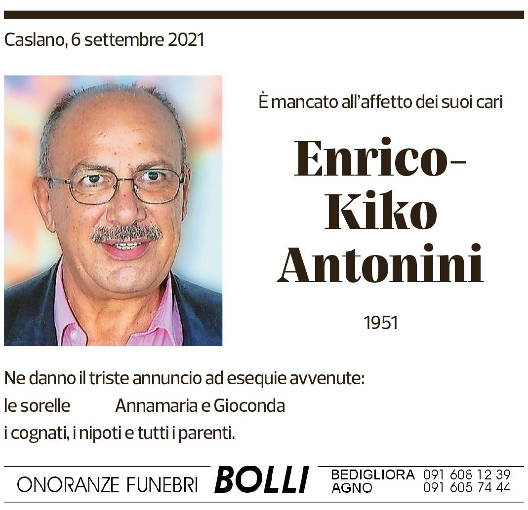 Annuncio funebre Enrico-kiko Antonini