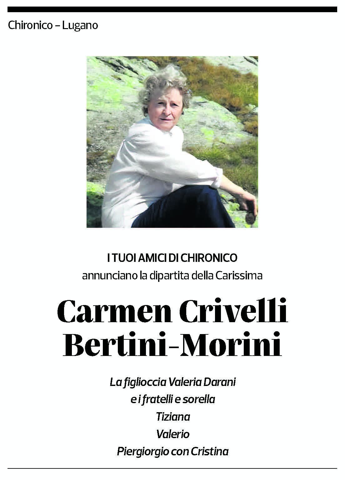 Annuncio funebre Carmen Crivelli Bertini-morini