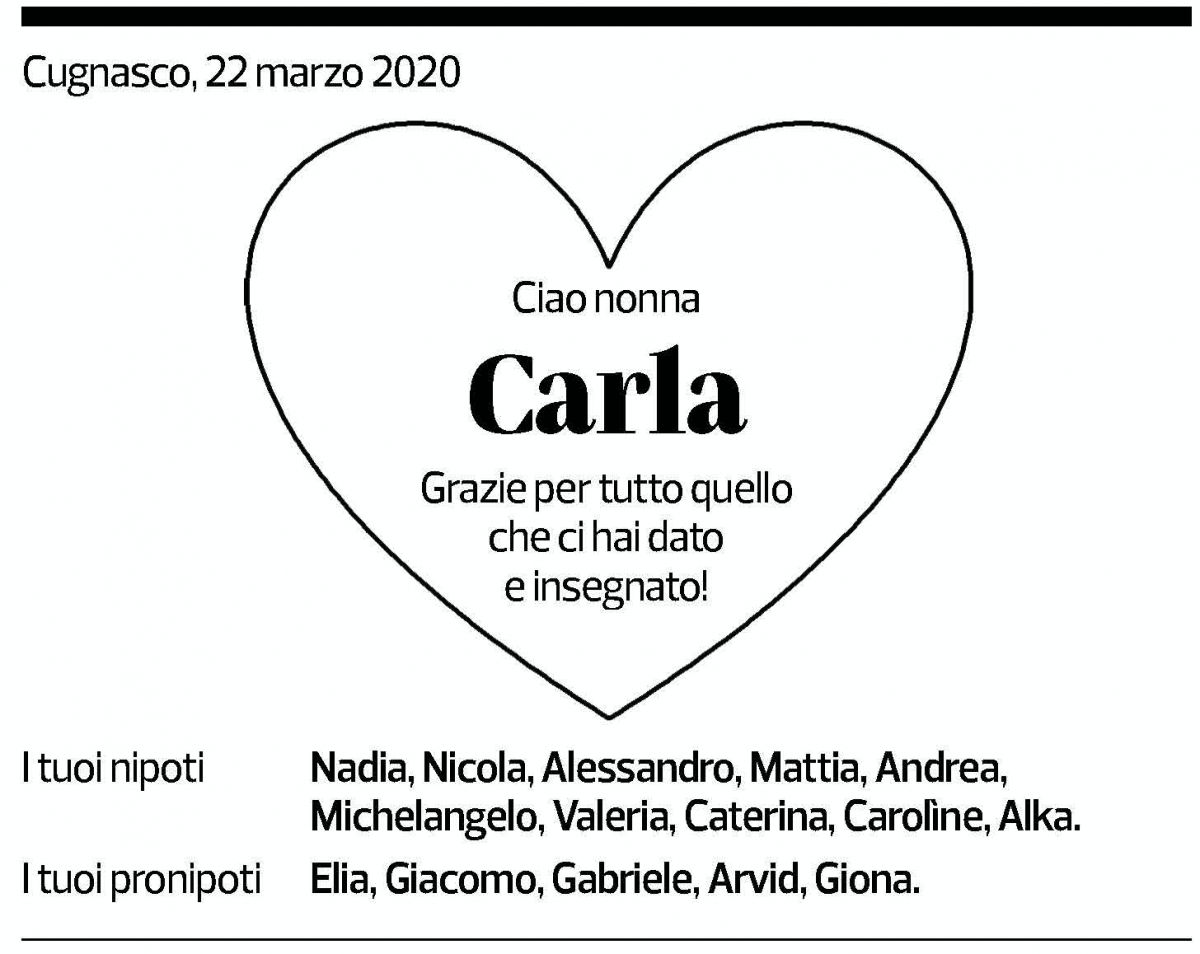 Annuncio funebre Carla Calzascia