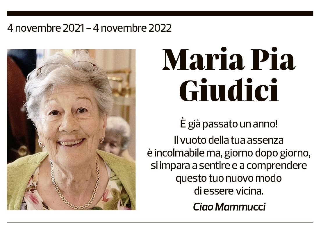 Annuncio funebre Maria Pia Giudici