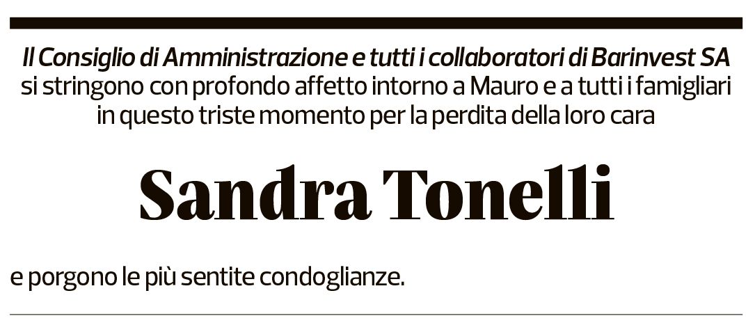 Annuncio funebre Sandra Tonelli