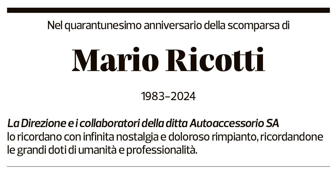 Annuncio funebre Mario Ricotti