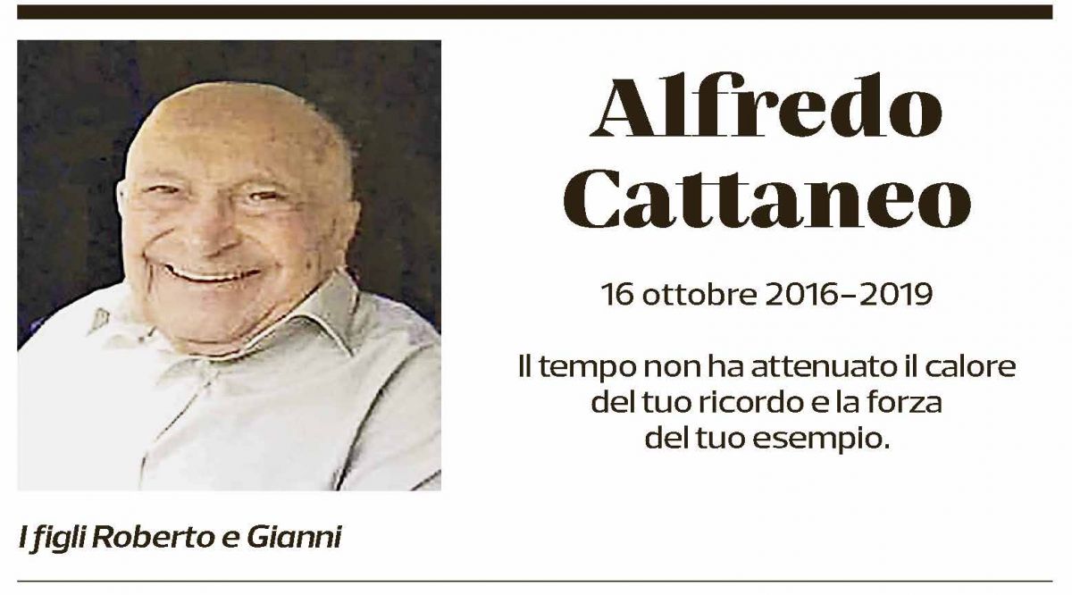 Annuncio funebre Alfredo Cattaneo