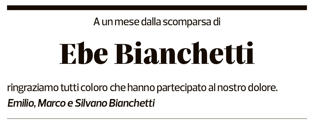 Annuncio funebre Ebe Bianchetti