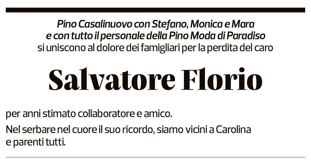 Annuncio funebre Salvatore Florio