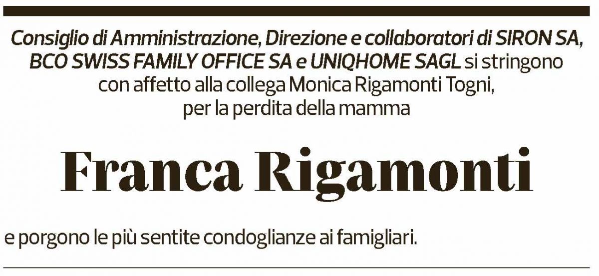Annuncio funebre Franca Rigamonti