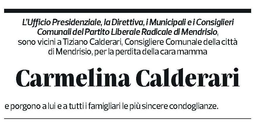 Annuncio funebre Carmelina Calderari