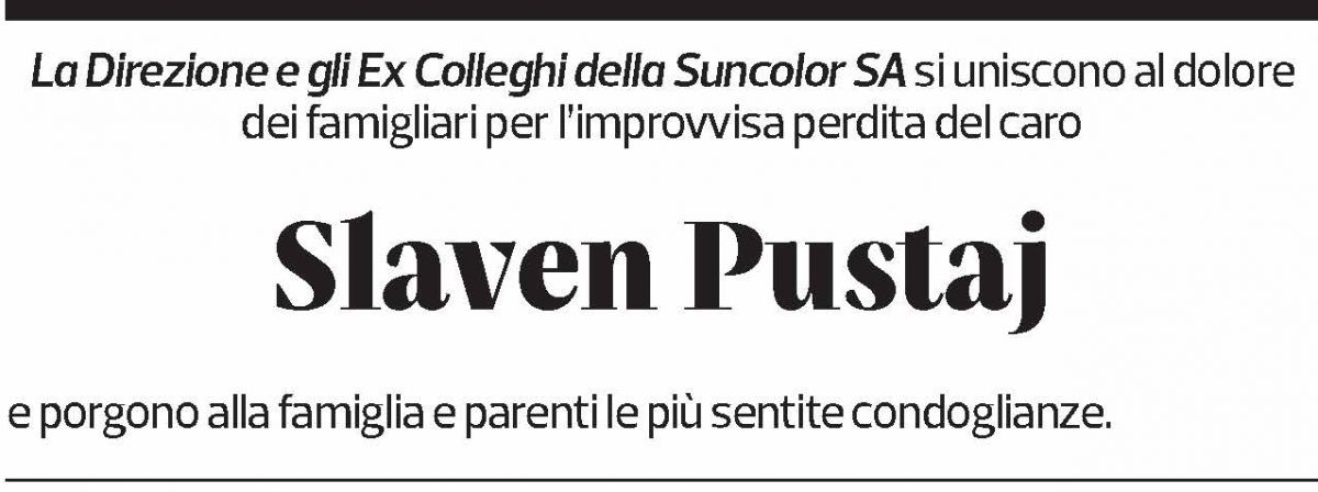 Annuncio funebre Slaven Pustaj