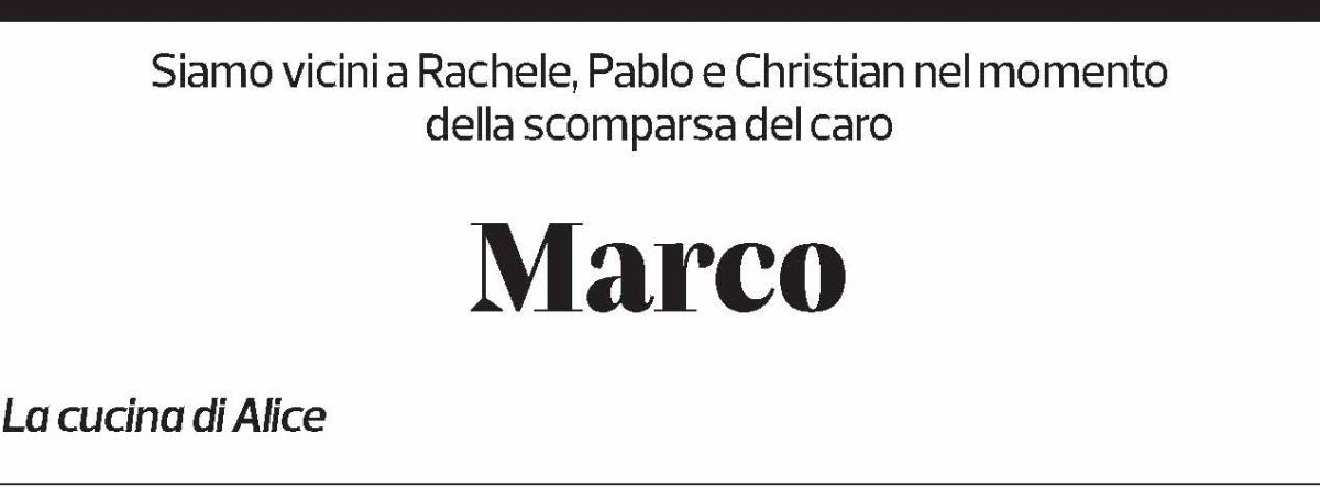 Annuncio funebre Marco Crivelli