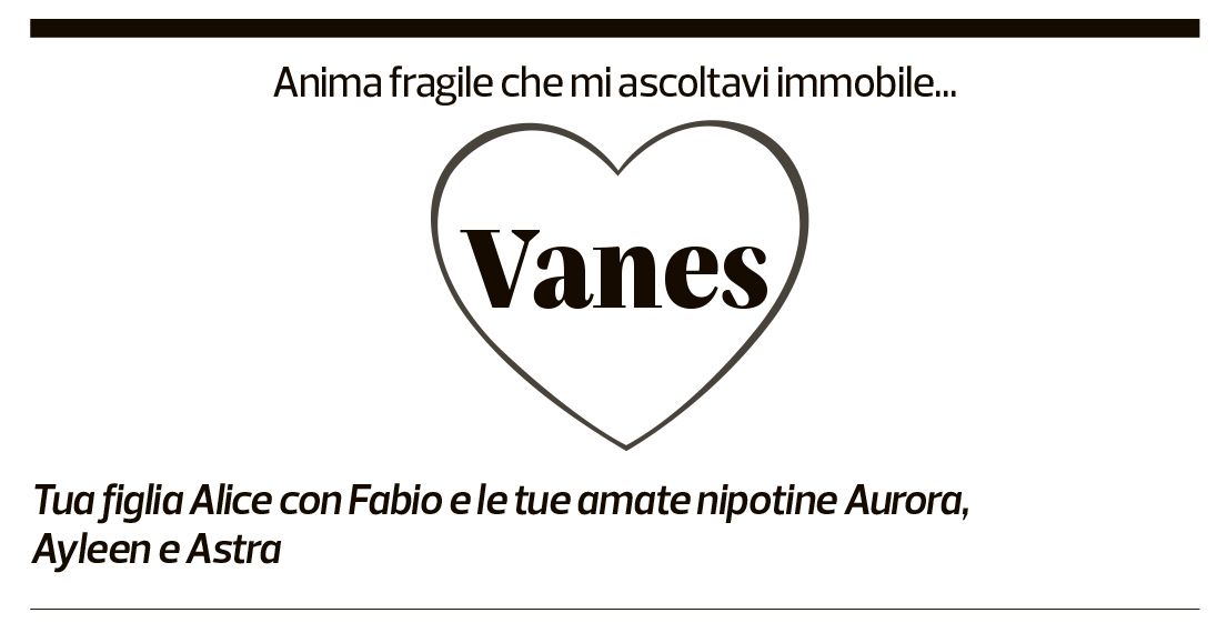 Annuncio funebre Vanes Veggian