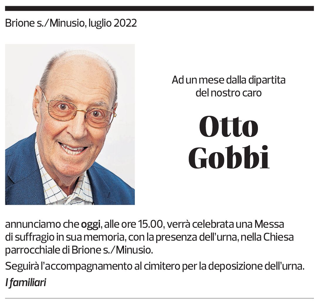 Annuncio funebre Otto Gobbi