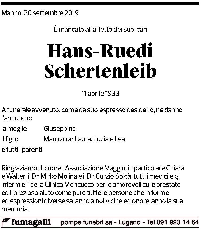 Annuncio funebre Hans-ruedi Schertenlieb