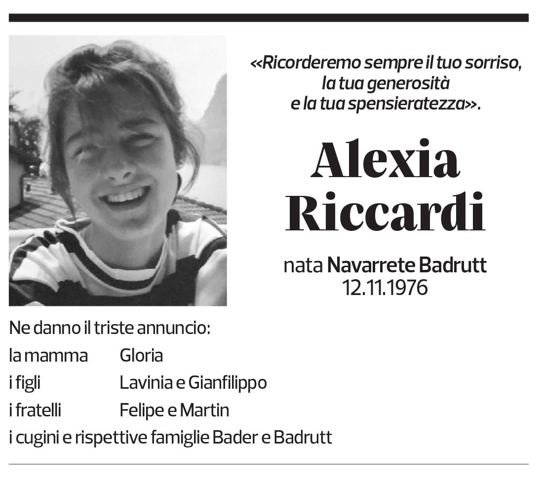 Annuncio funebre Alexia Riccardi