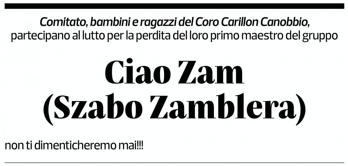Annuncio funebre Szabo Zamberla