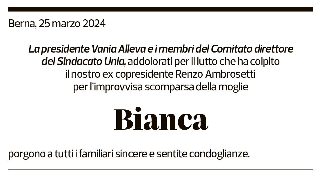 Annuncio funebre Bianca Ambrosetti