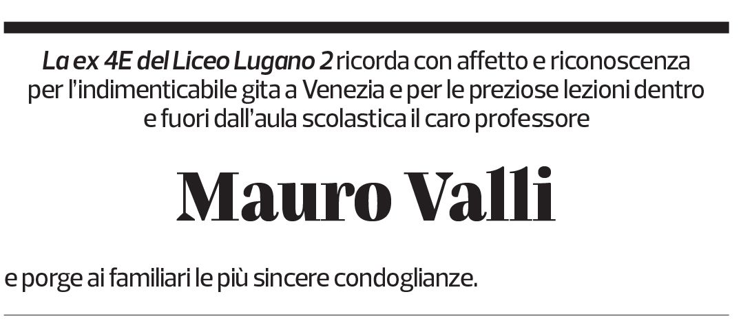 Annuncio funebre Mauro Valli