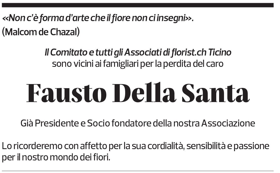 Annuncio funebre Fausto Della Santa