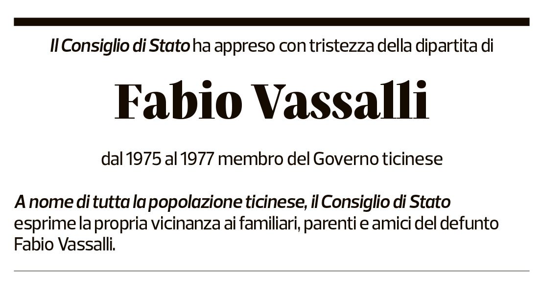 Annuncio funebre Fabio Vassalli