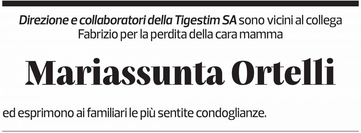Annuncio funebre Mariassunta Ortelli