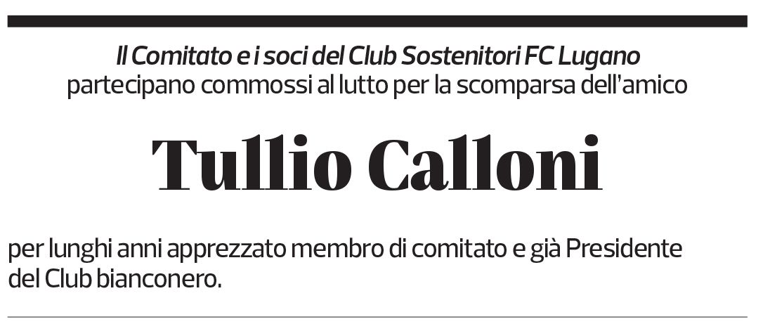 Annuncio funebre Tullio Calloni