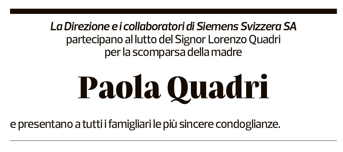 Annuncio funebre Paola Quadri
