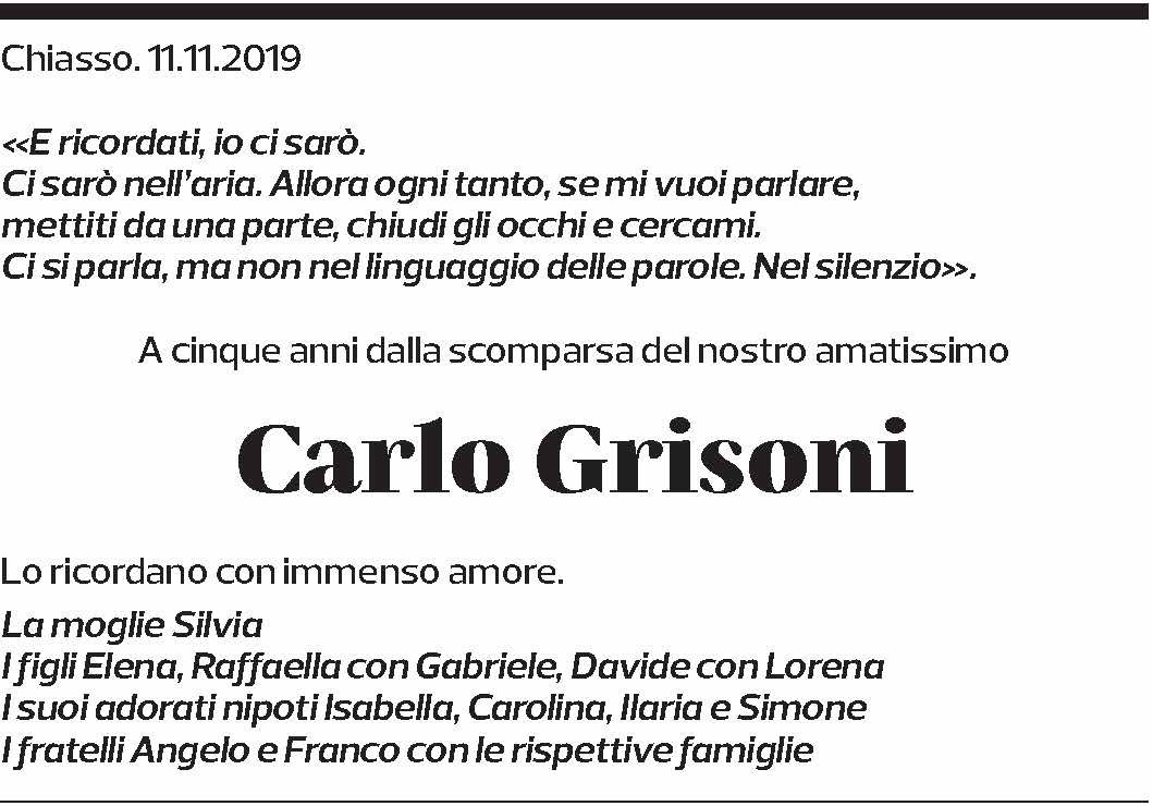 Annuncio funebre Carlo Grisoni