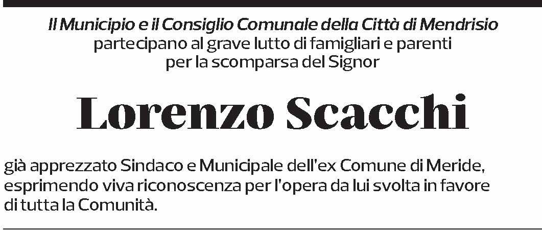 Annuncio funebre Lorenzo Scacchi