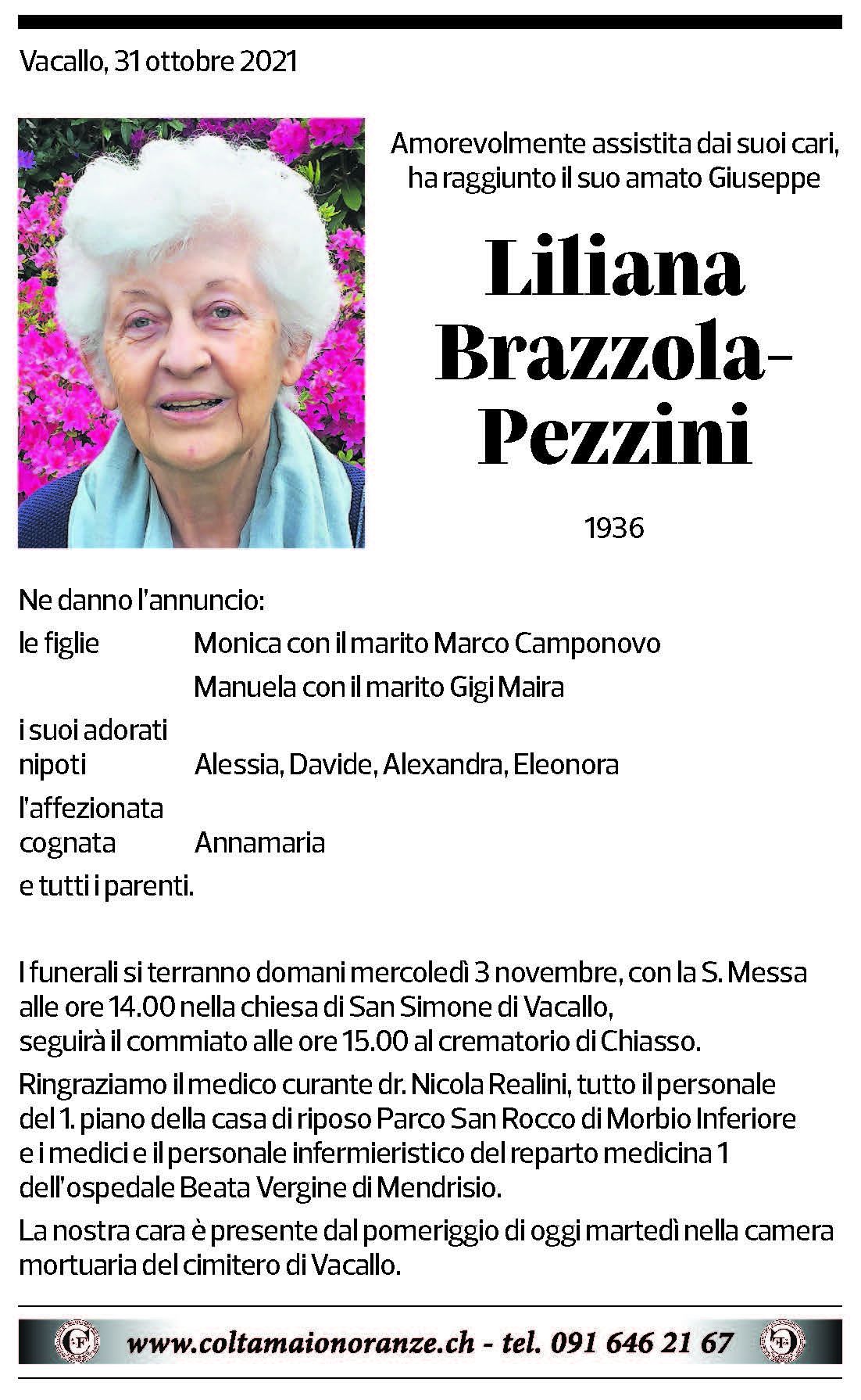 Annuncio funebre Liliana Brazzola-pezzini