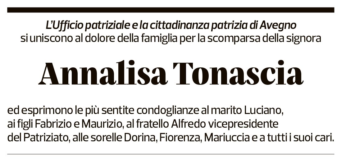 Annuncio funebre Annalisa Tonascia