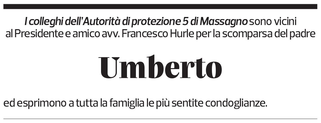 Annuncio funebre Umberto Hurle