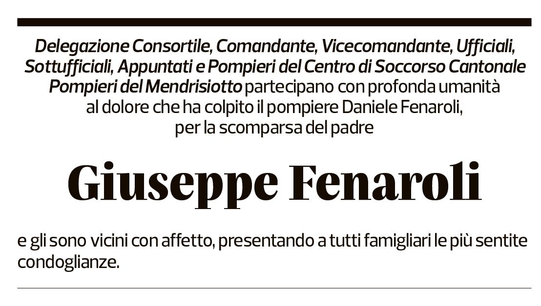 Annuncio funebre Giuseppe Fenaroli