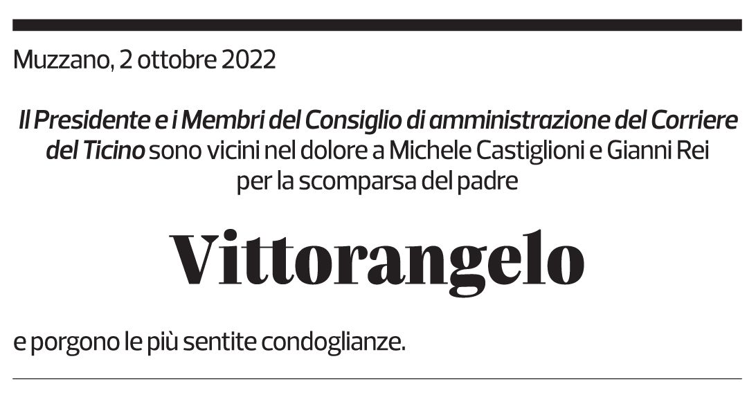 Annuncio funebre Vittorangelo Castiglioni