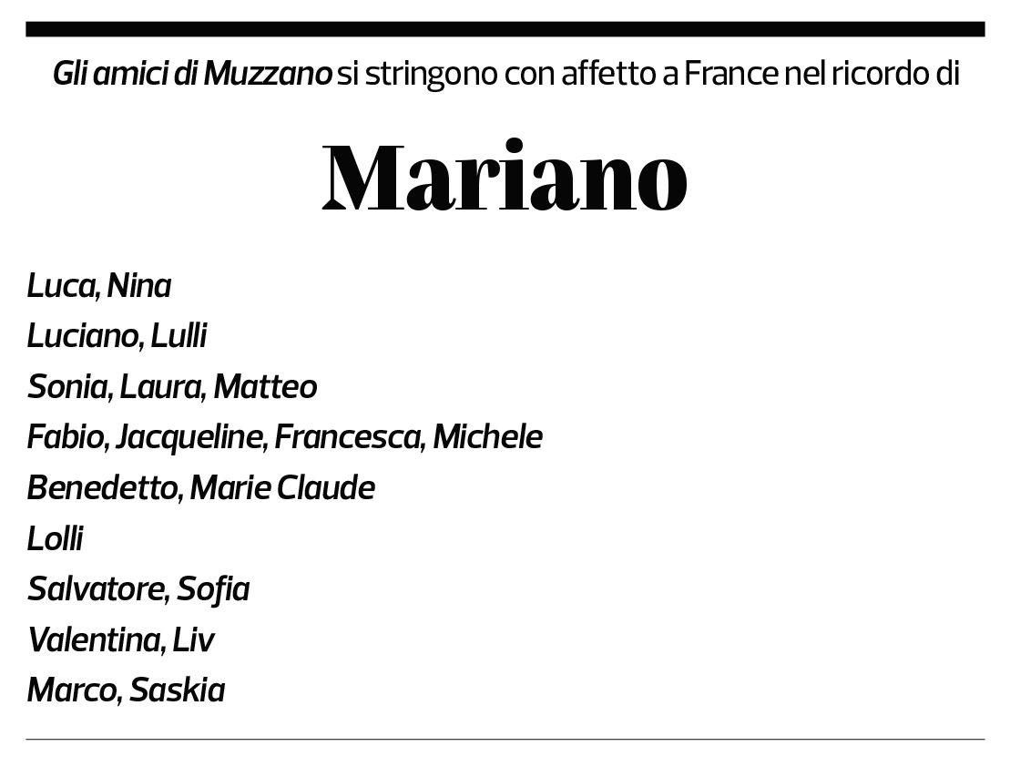 Annuncio funebre Mariano Morace