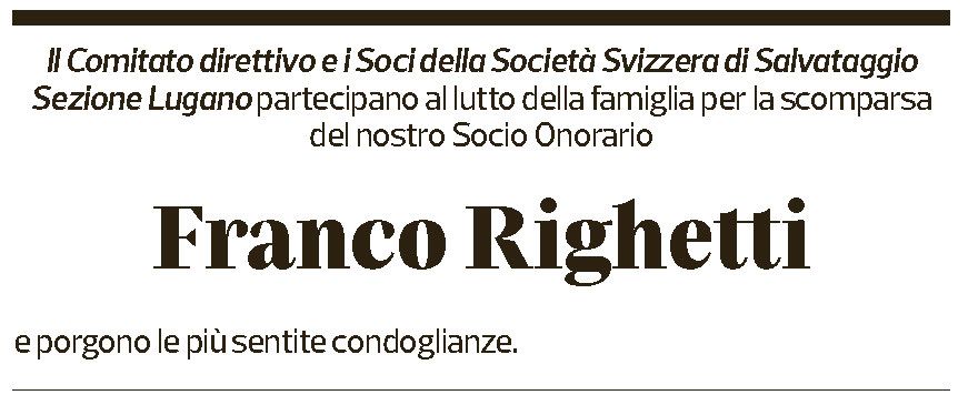 Annuncio funebre Franco Righetti